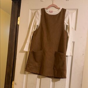 Brown Kids Casual Dress with Pockets